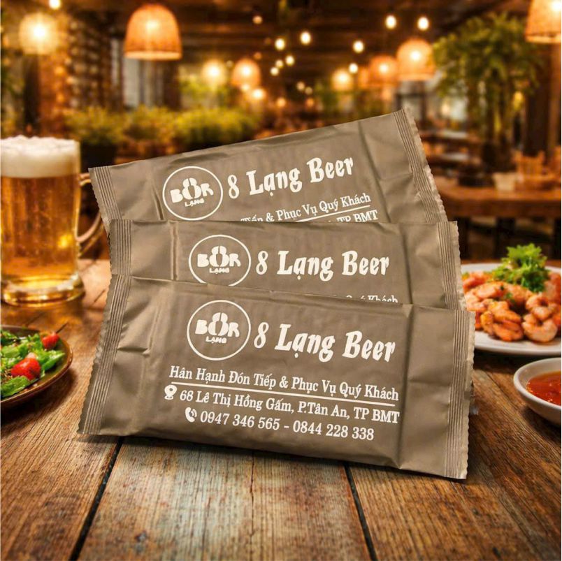Mẫu khăn lạnh màng ghép màu nâu 8 lạng beer tại gia lai