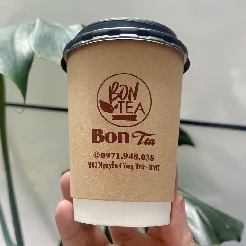 Mẫu ly giấy 2 lớp Kraft 12oz Bon Tea Đắk Lắk