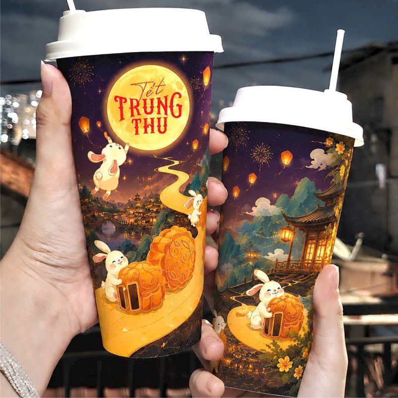 Mẫu ly giấy in full chân 14oz 360-420ml